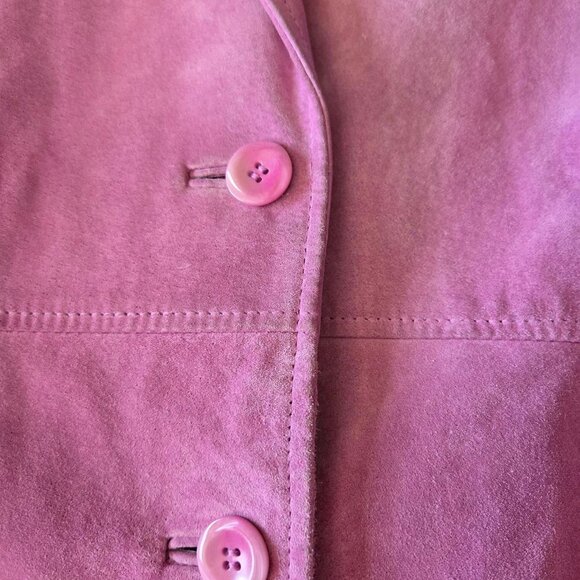 Size 12 Liz Claiborne Rose Color Button Front Sued Jacket/Blazer - Picture 3 of 10